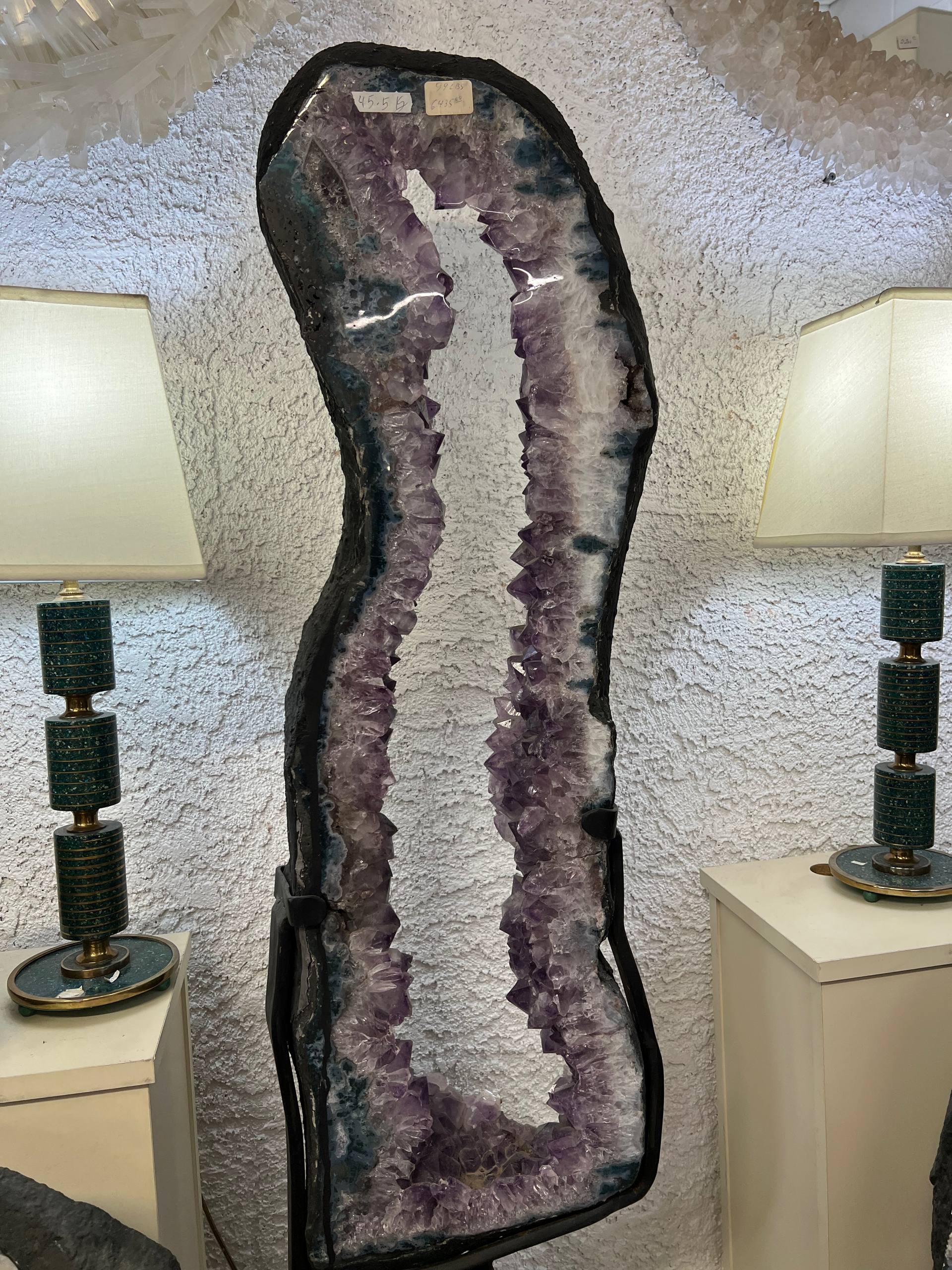 Amethyst Geode large slab tall on stands – view 13