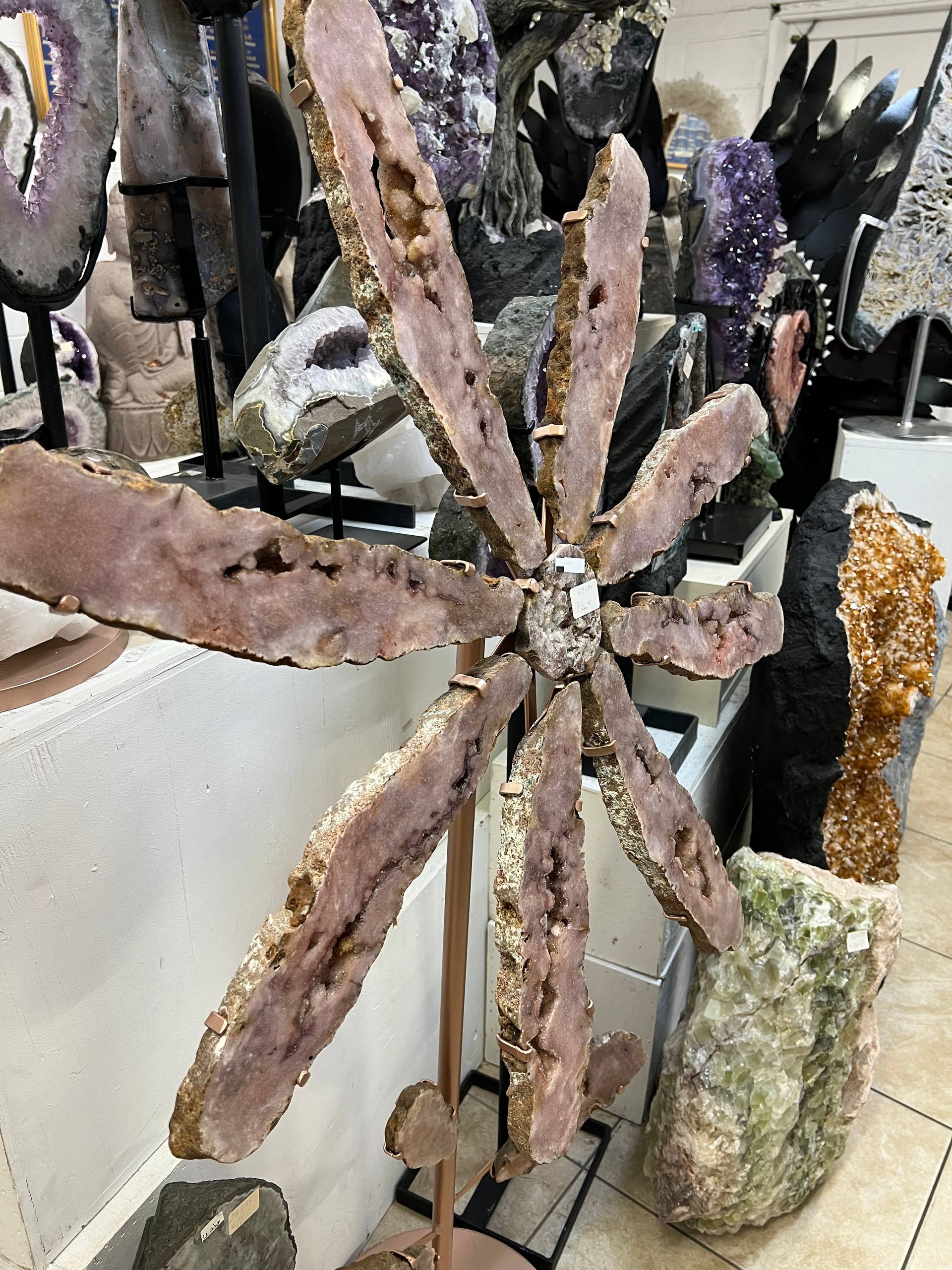 Pink amethyst on stand – view 15