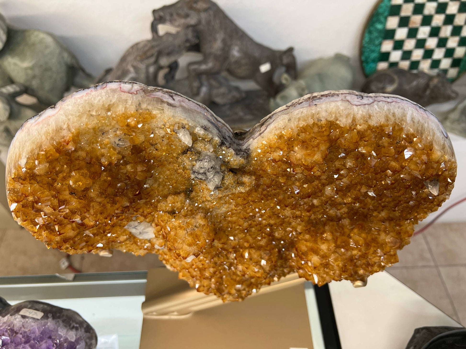 Citrine hearts on stand – view 3