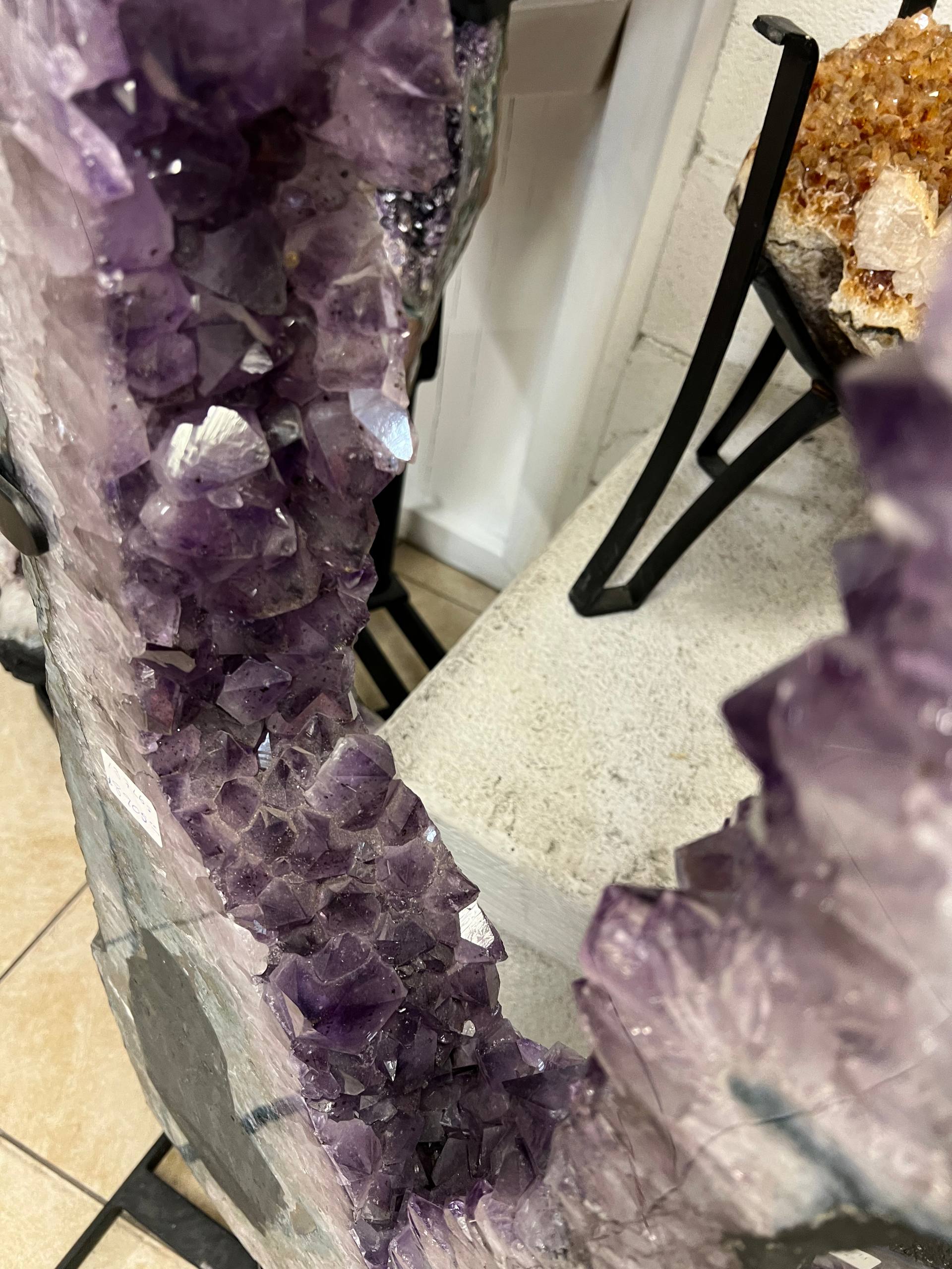 Amethyst cluster tall size beautiful decoration on stands – view 2