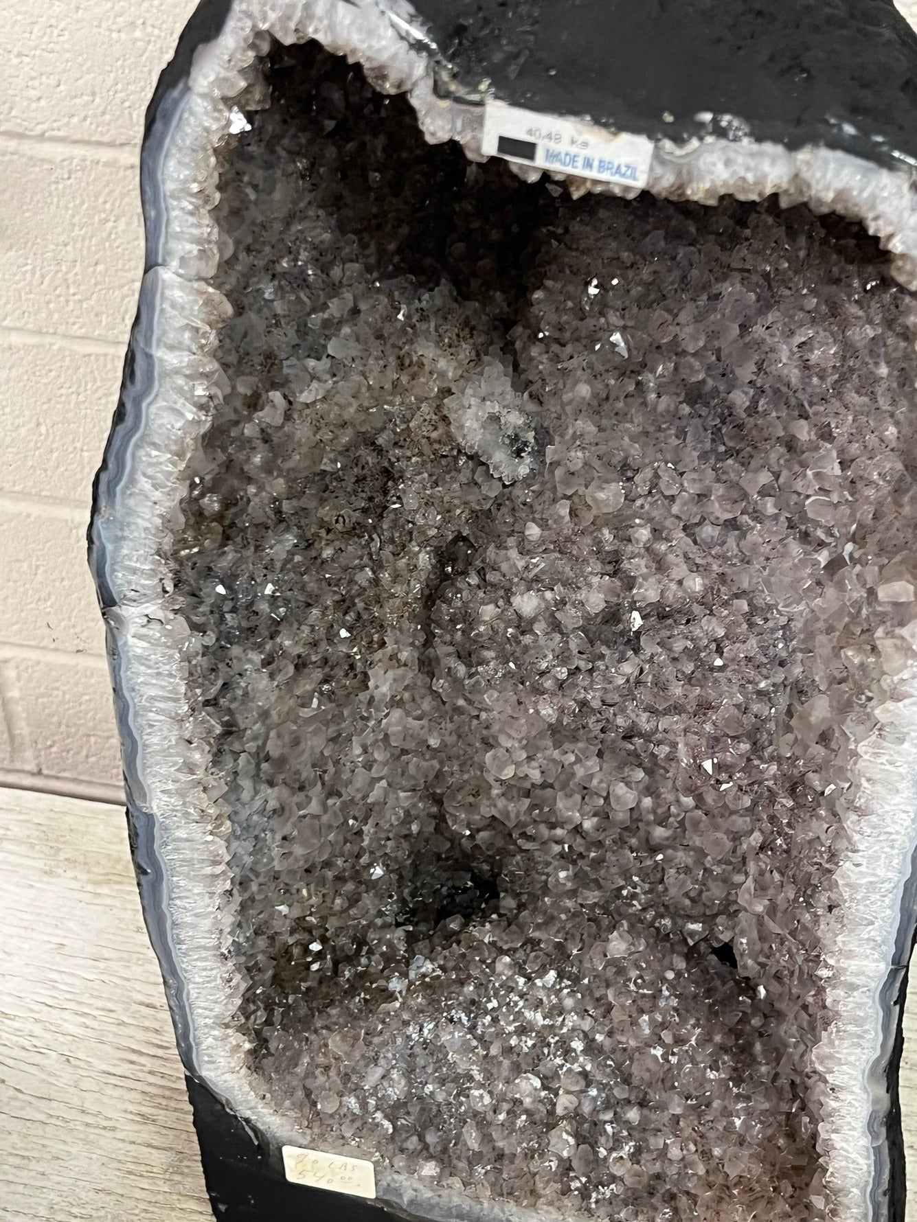 Amethyst geode with large calcite – view 1