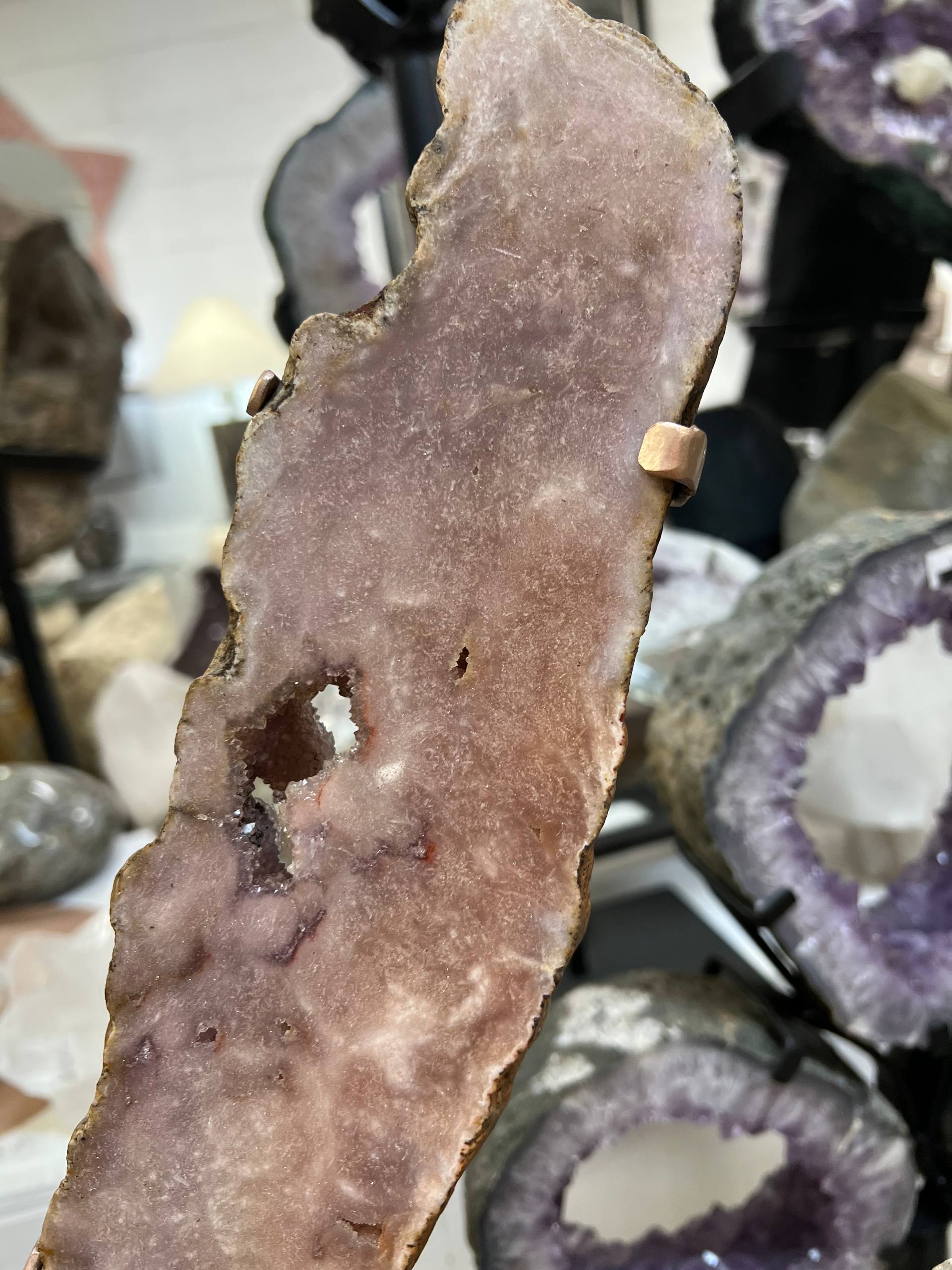 Pink amethyst on stand – view 9