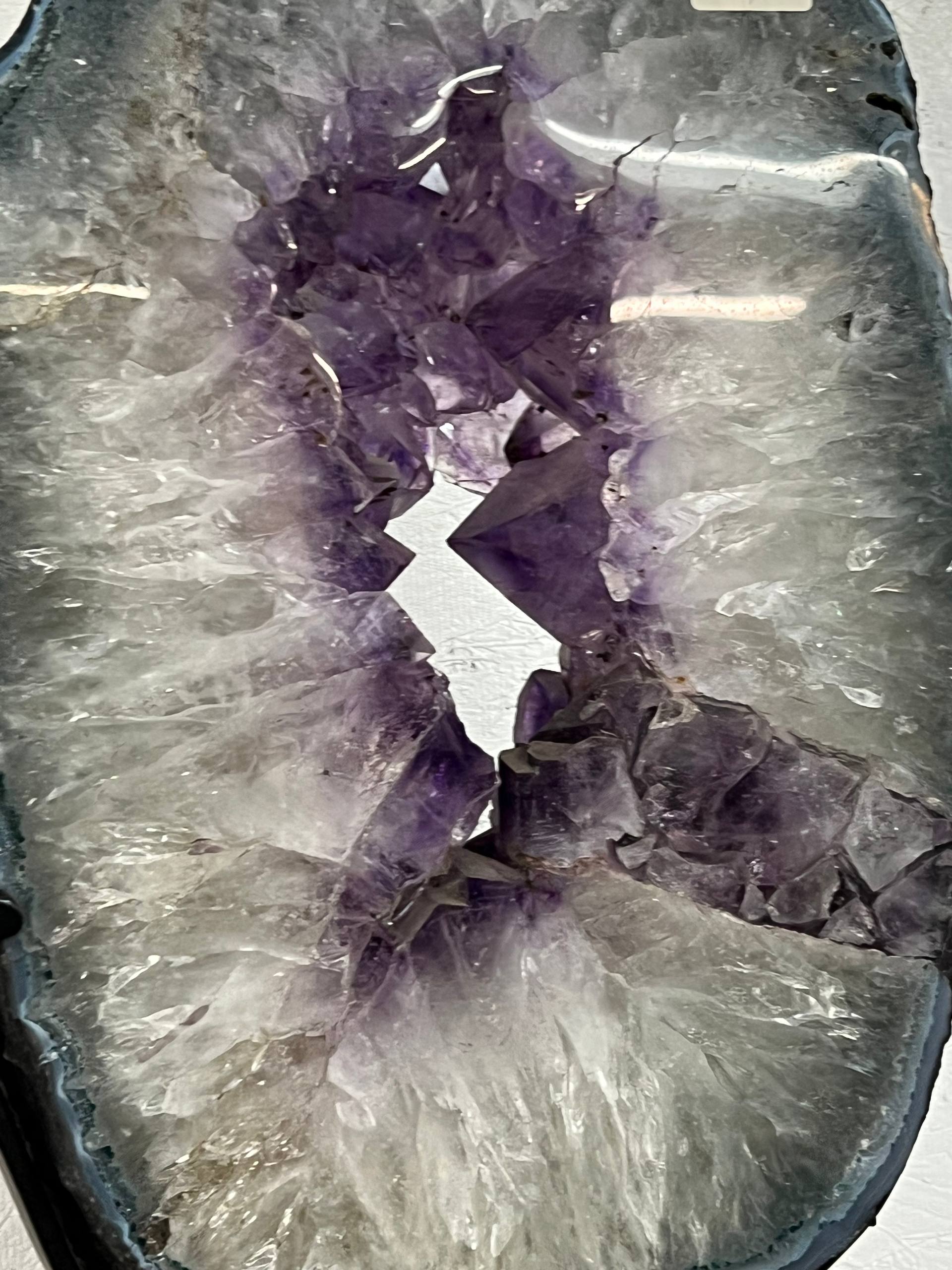 Amethyst geode cut piece on stand – view 3
