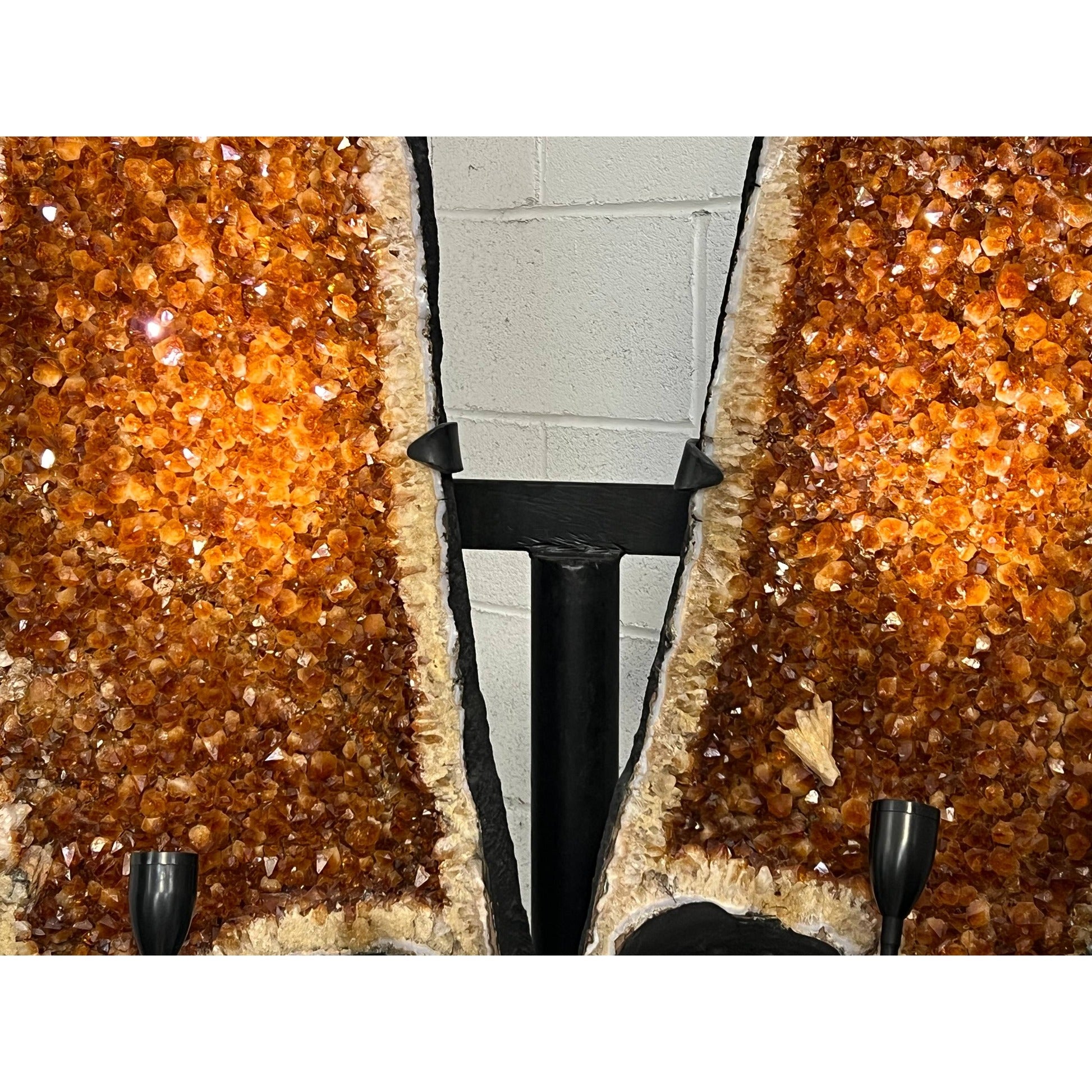 Citrine Cathedral Wing Towers on Stands — Matching Pair