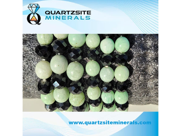 Amazonite with black tourmaline Crystal beads Bracelets