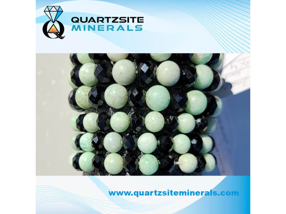 Amazonite with black tourmaline Crystal beads Bracelets