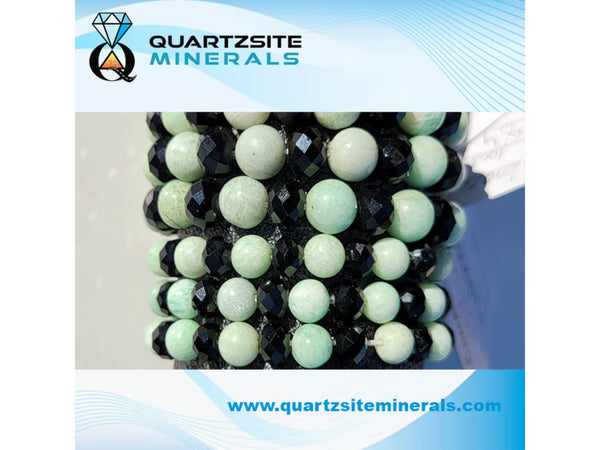 Amazonite with black tourmaline Crystal beads Bracelets