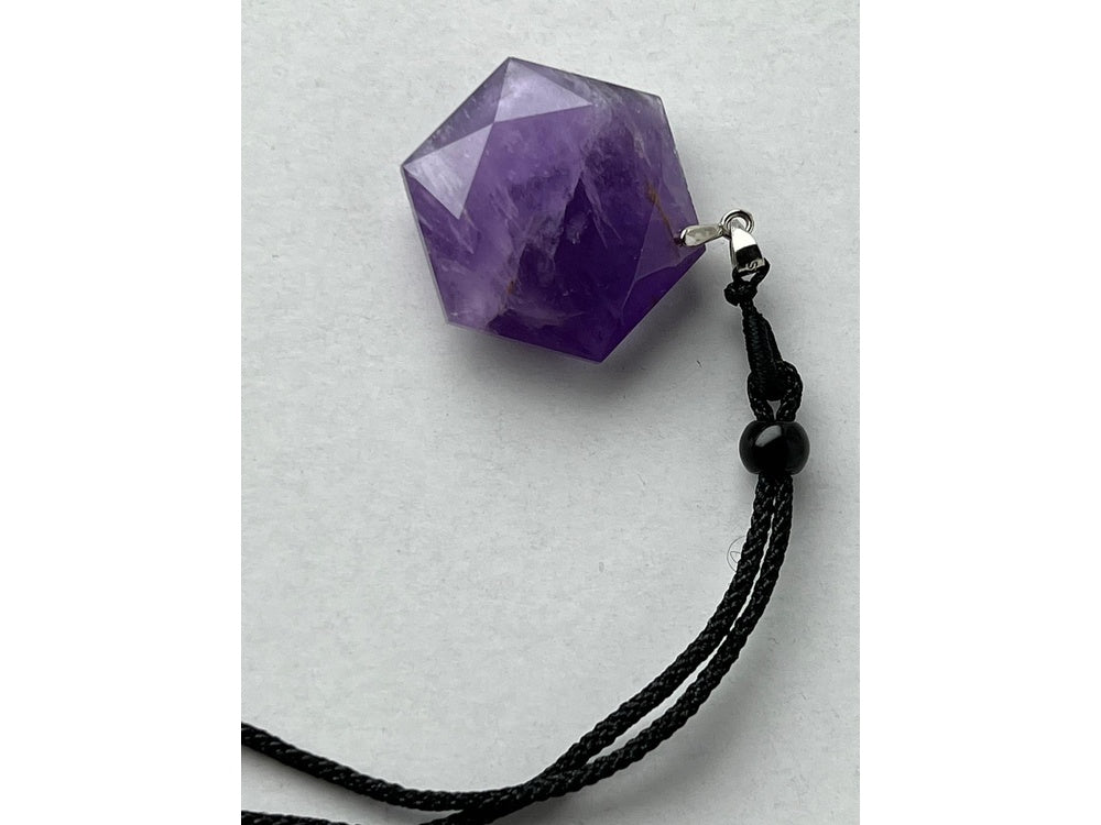 Amethyst hexagon crystal pendant