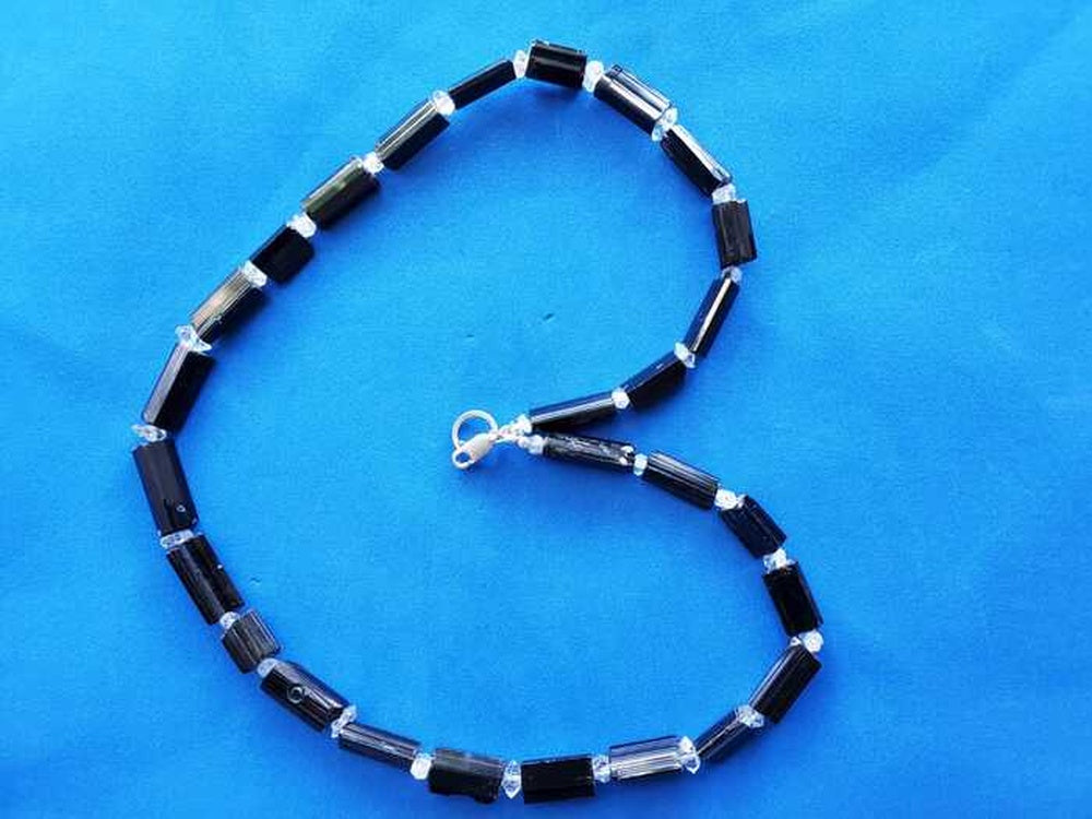 BlackTourmaline with Herkimer Diamond Beads