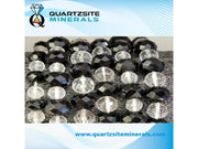 Black tourmaline faceted with clear quartz crystal faceted beads bracelets