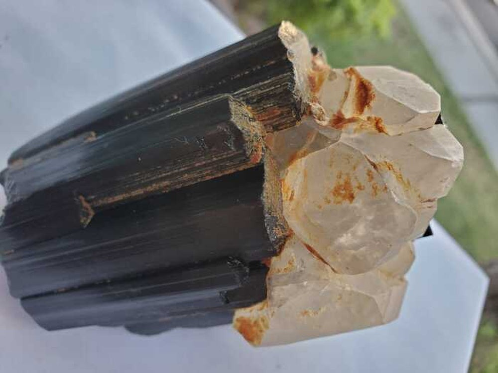 Black Tourmaline Crystal with Quartz Crystal