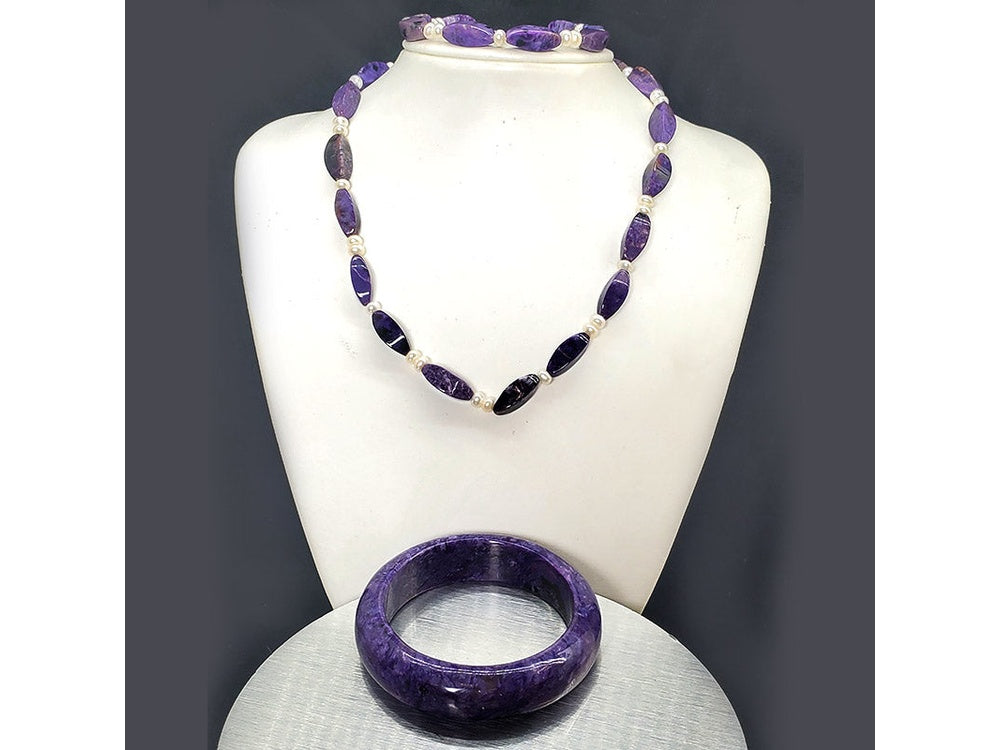 Charoite Necklace and bracelet Set