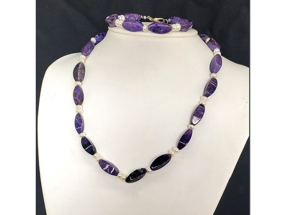 Charoite Necklace and bracelet Set