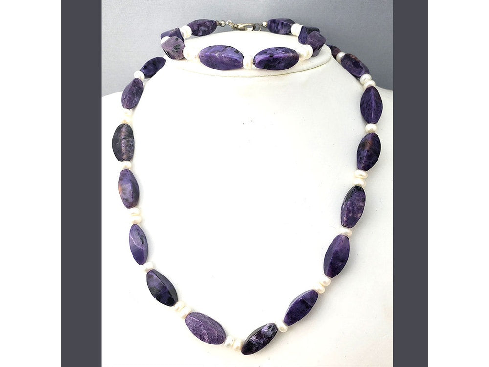 Charoite Necklace and bracelet Set