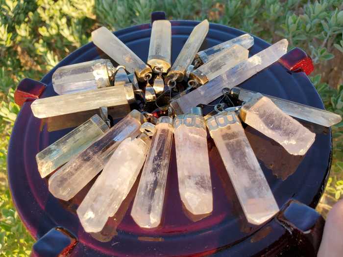 Kunzite Crystal Pendant with Silver