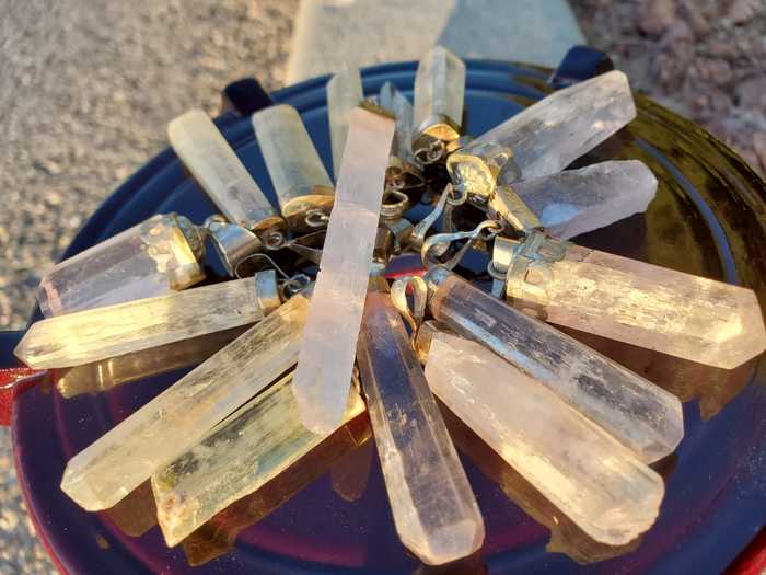 Kunzite Crystal Pendant with Silver