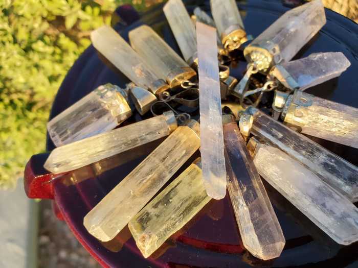 Kunzite Crystal Pendant with Silver