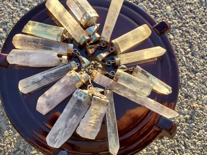 Kunzite Crystal Pendant with Silver