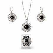 Black Tourmaline Handmade Necklace Set with 925 Silver