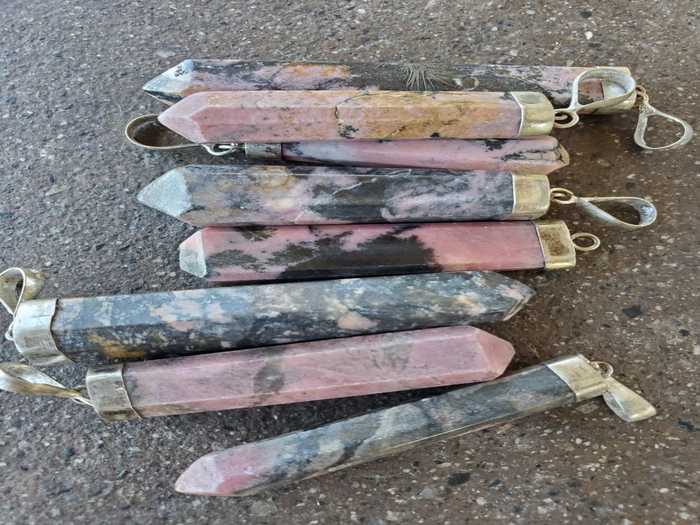 Rhodonite Polished Crystal Pendant