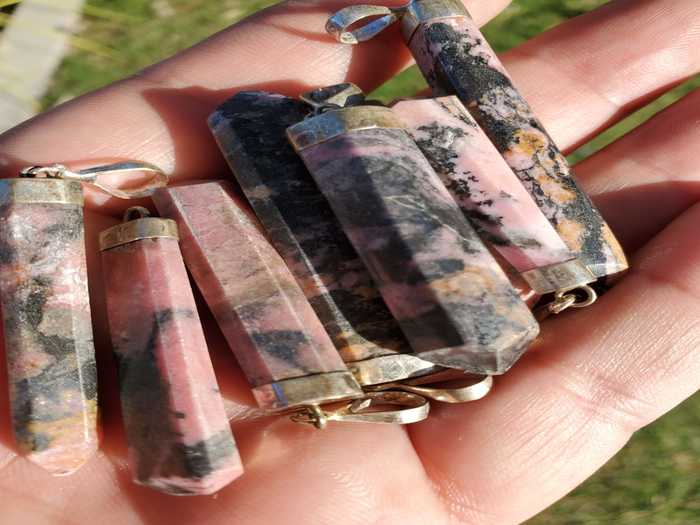 Rhodonite Polished Crystal Pendant