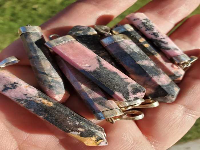 Rhodonite Polished Crystal Pendant