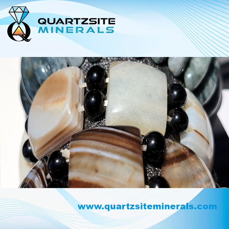 Volcanic Black Agates Square Beads bracelets