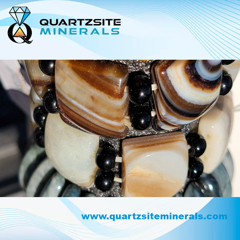 Volcanic Black Agates Square Beads bracelets