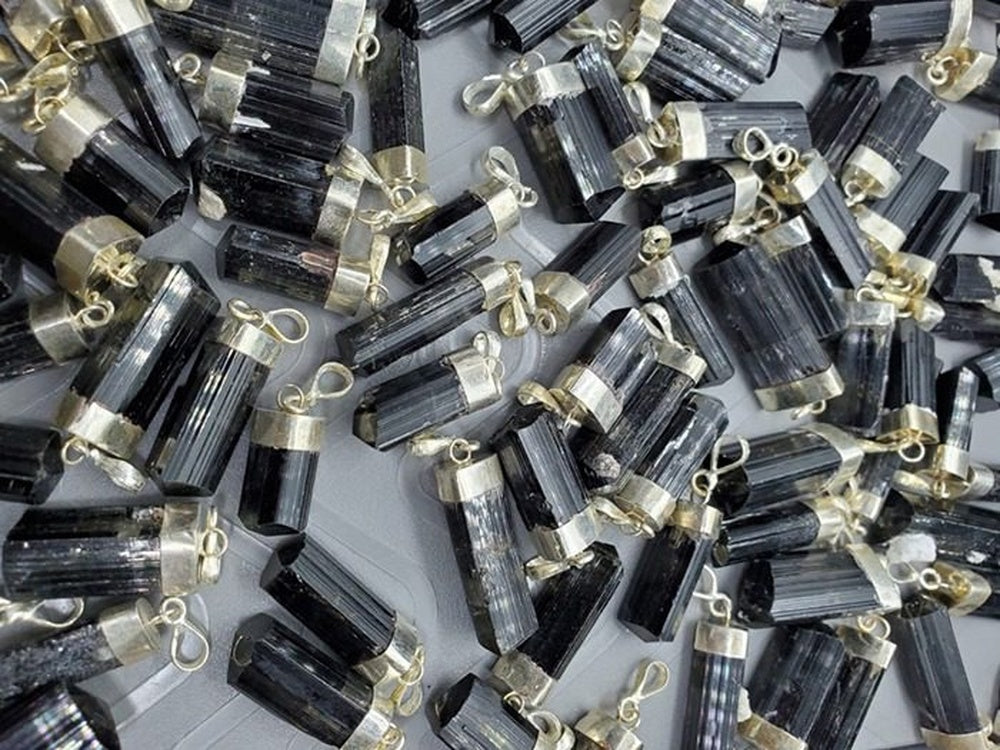 Black Tourmaline Crystal with Silver Cap