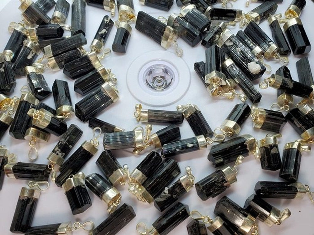 Black Tourmaline Crystal with Silver Cap