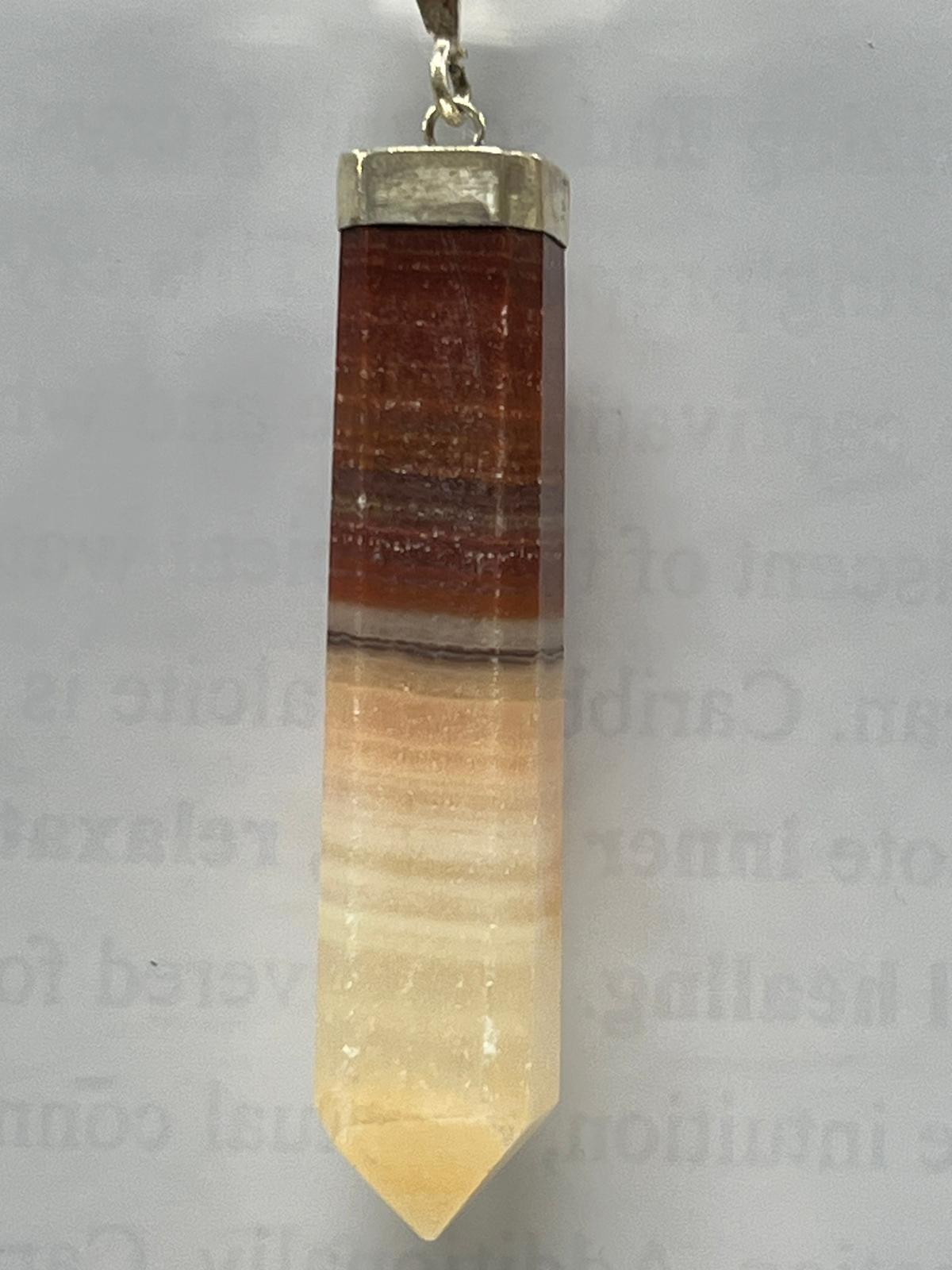 Pink Calcite Pendant with 925 Silver Cap