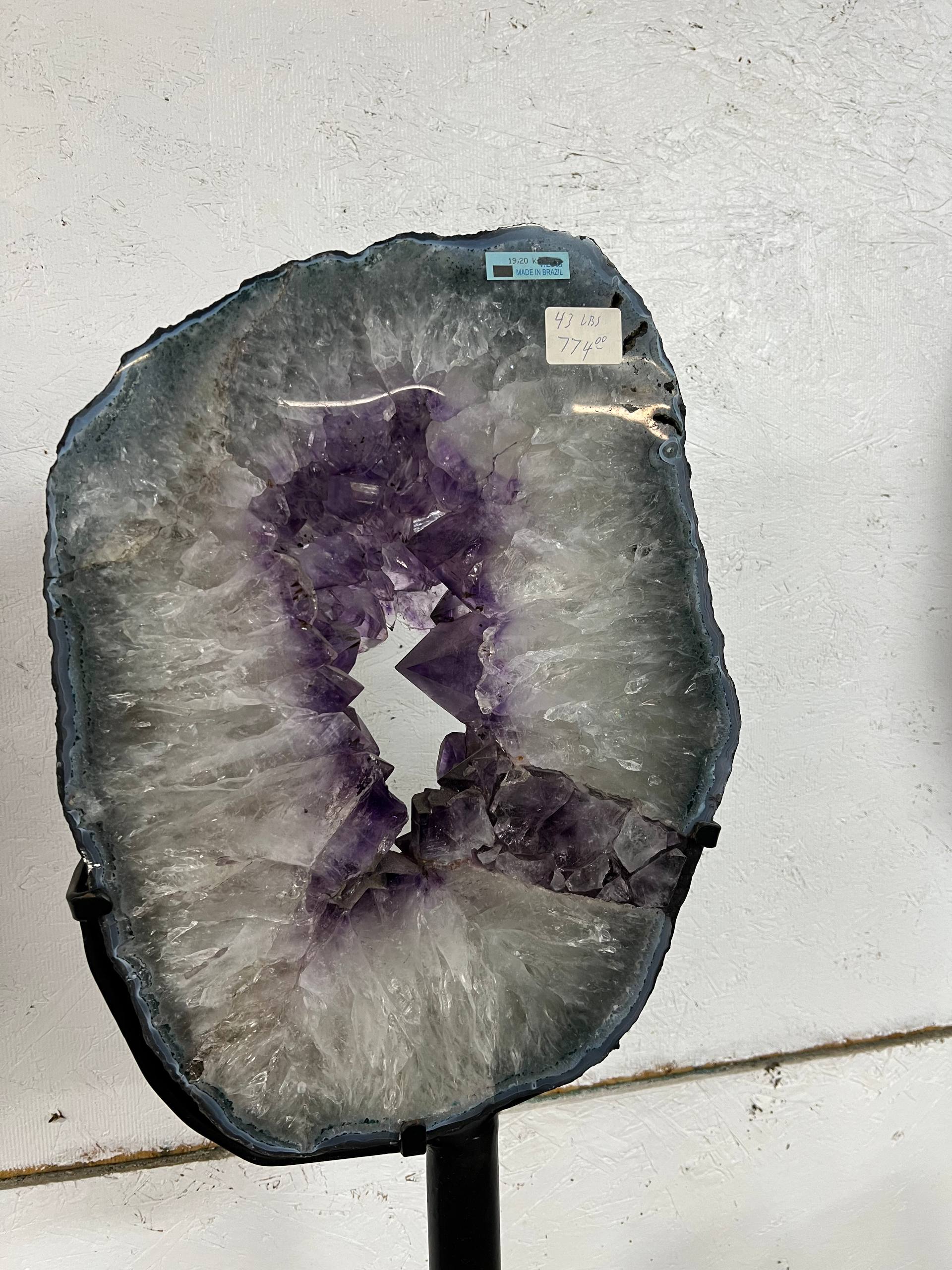 Amethyst geode cut piece on stand – view 12