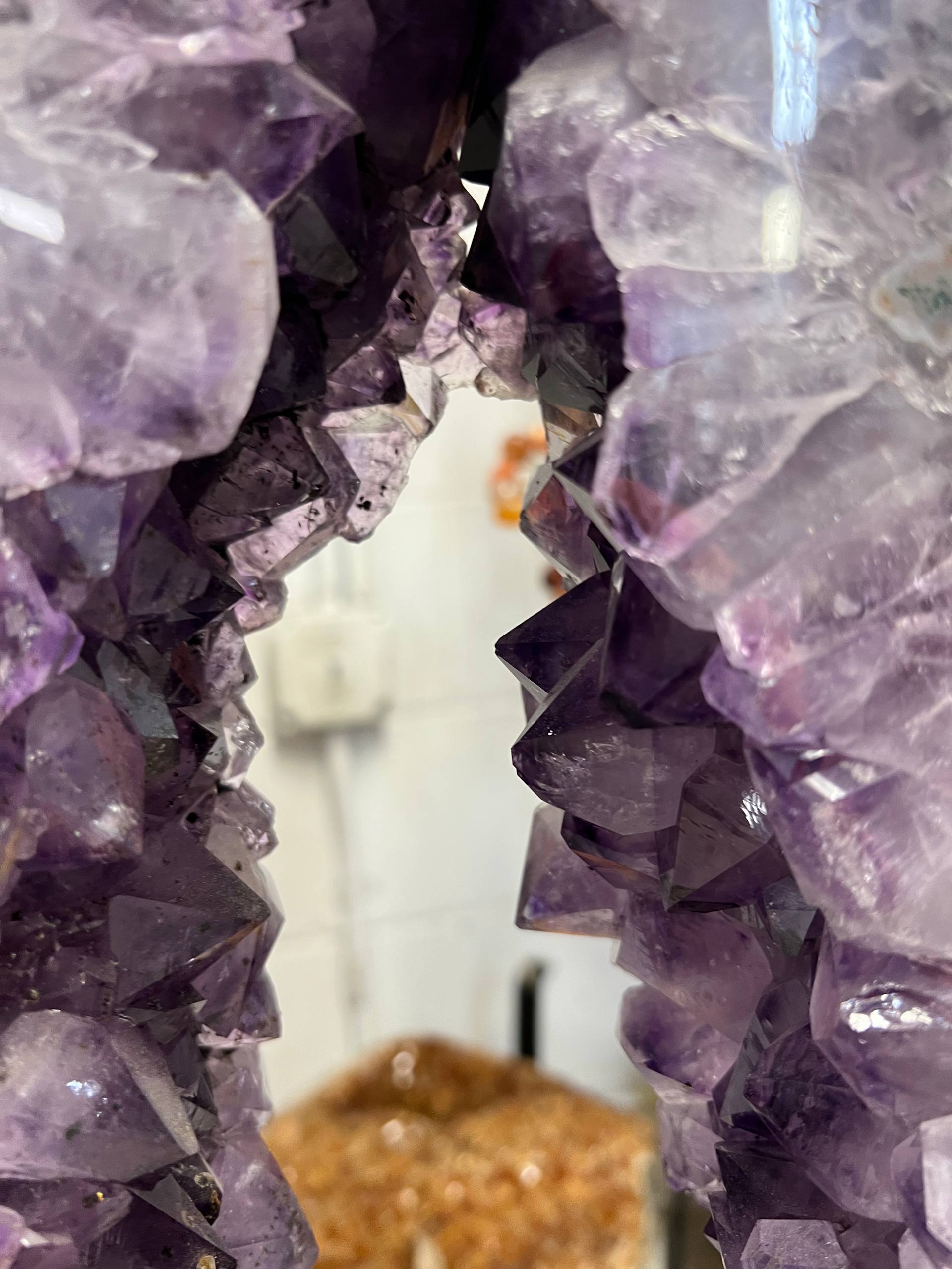 Amethyst cluster tall size beautiful decoration on stands – view 15