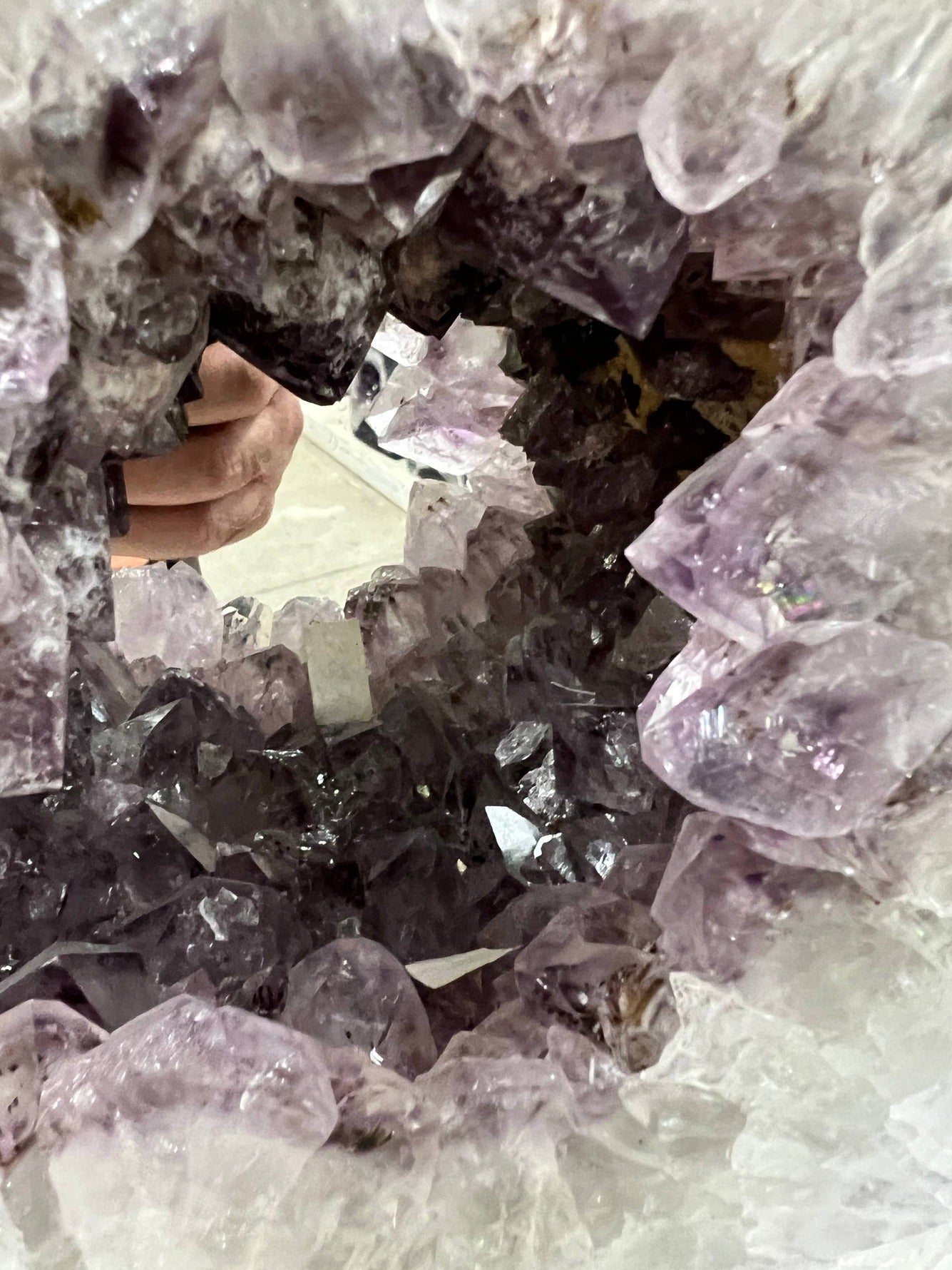 Amethyst Geode Mirror on Stand – view 5