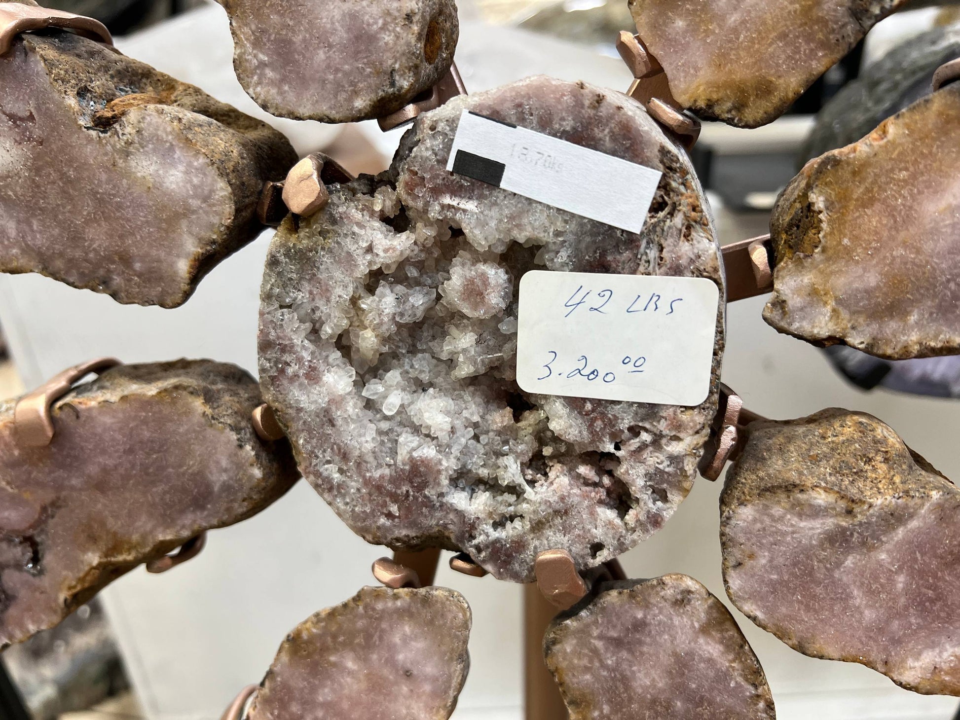 Pink amethyst on stand – view 3