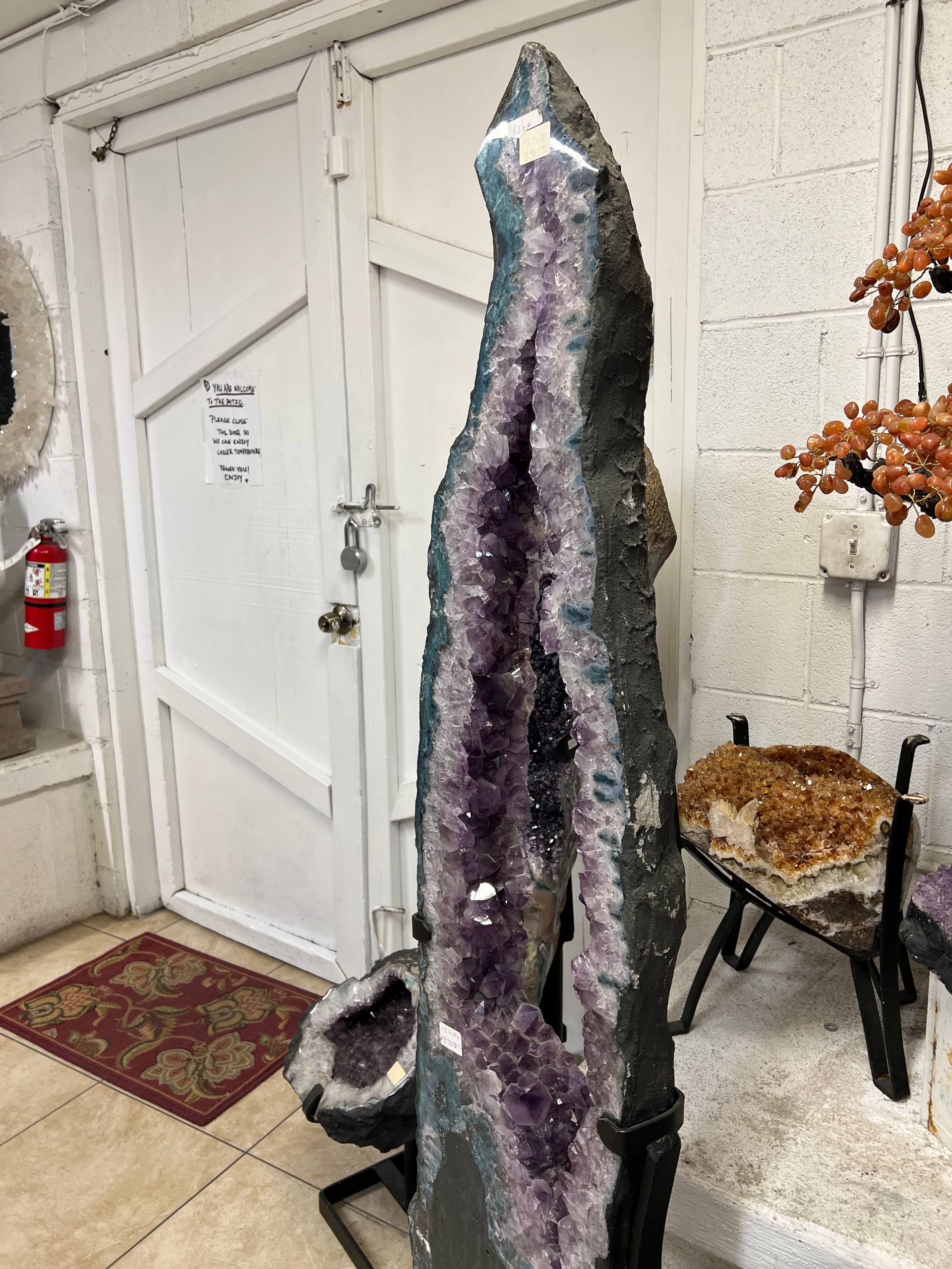 Amethyst cluster tall size beautiful decoration on stands – view 8