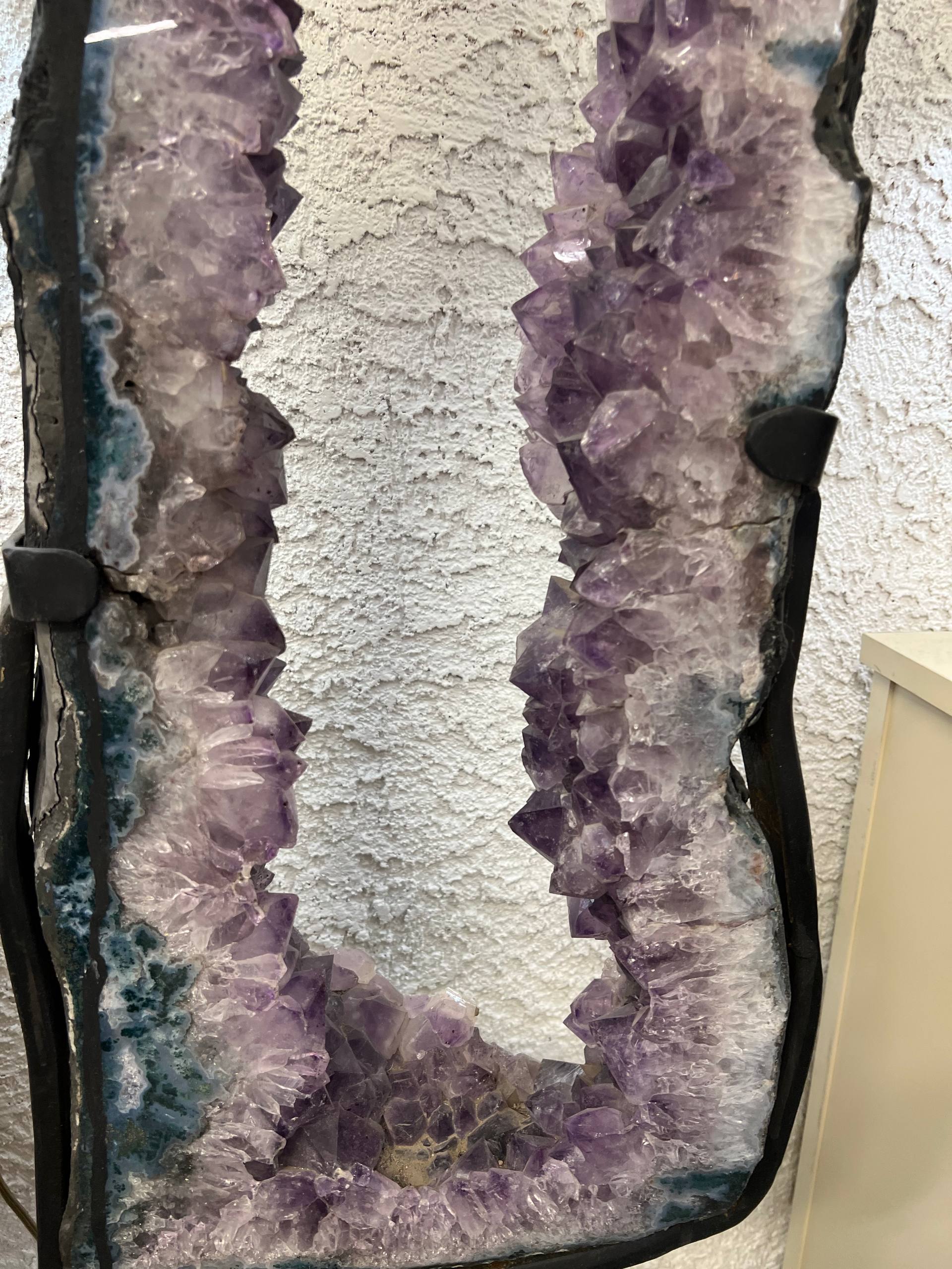 Amethyst Geode large slab tall on stands – view 4