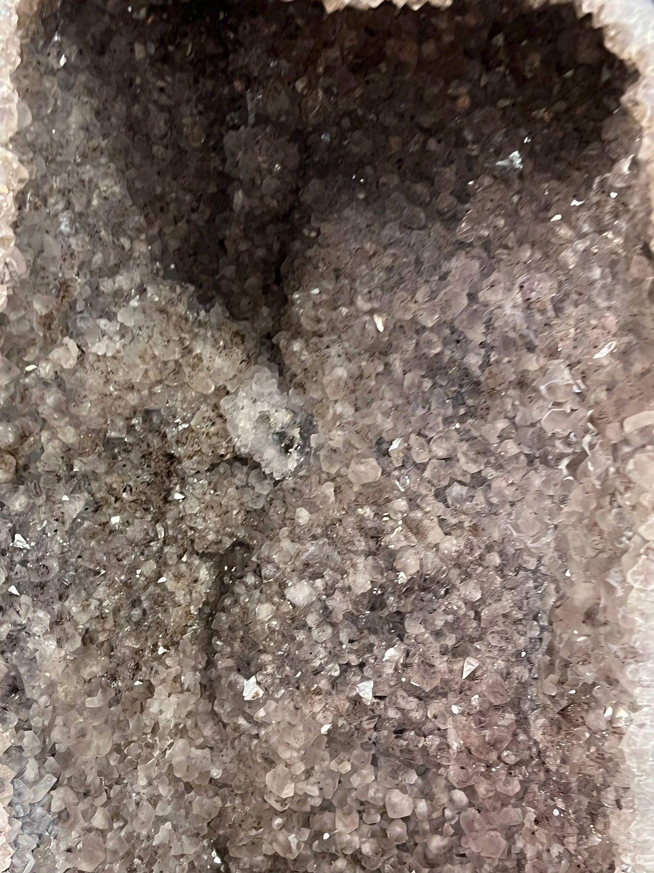 Amethyst geode with large calcite – view 3