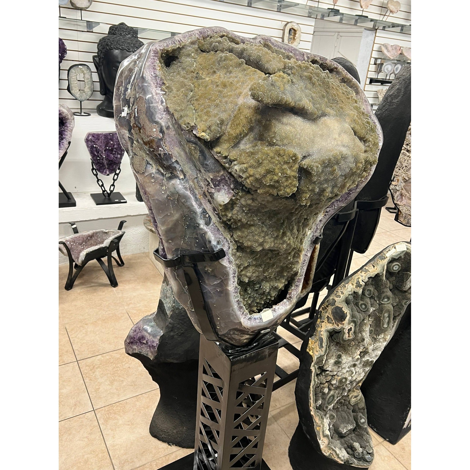 Amethyst with calcite with stand