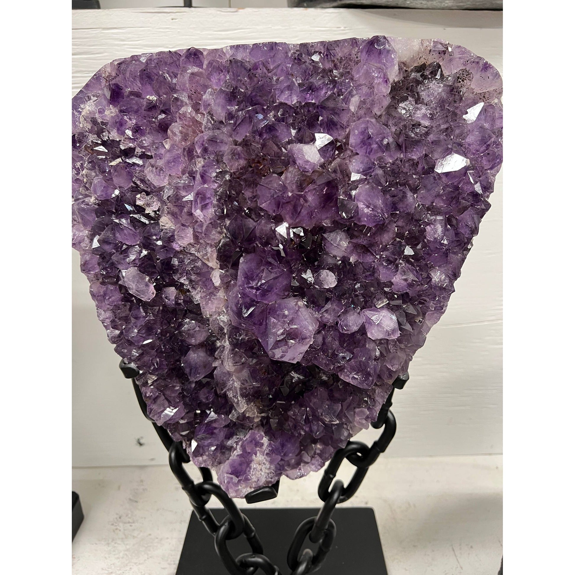 Amethyst cluster with chain stand