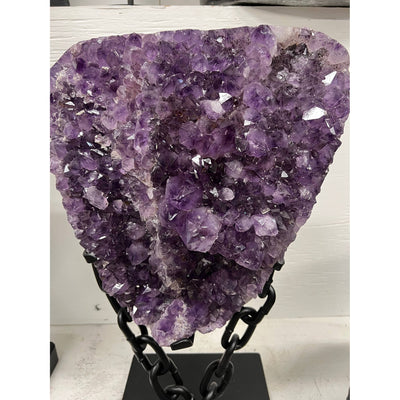 Amethyst cluster with chain stand