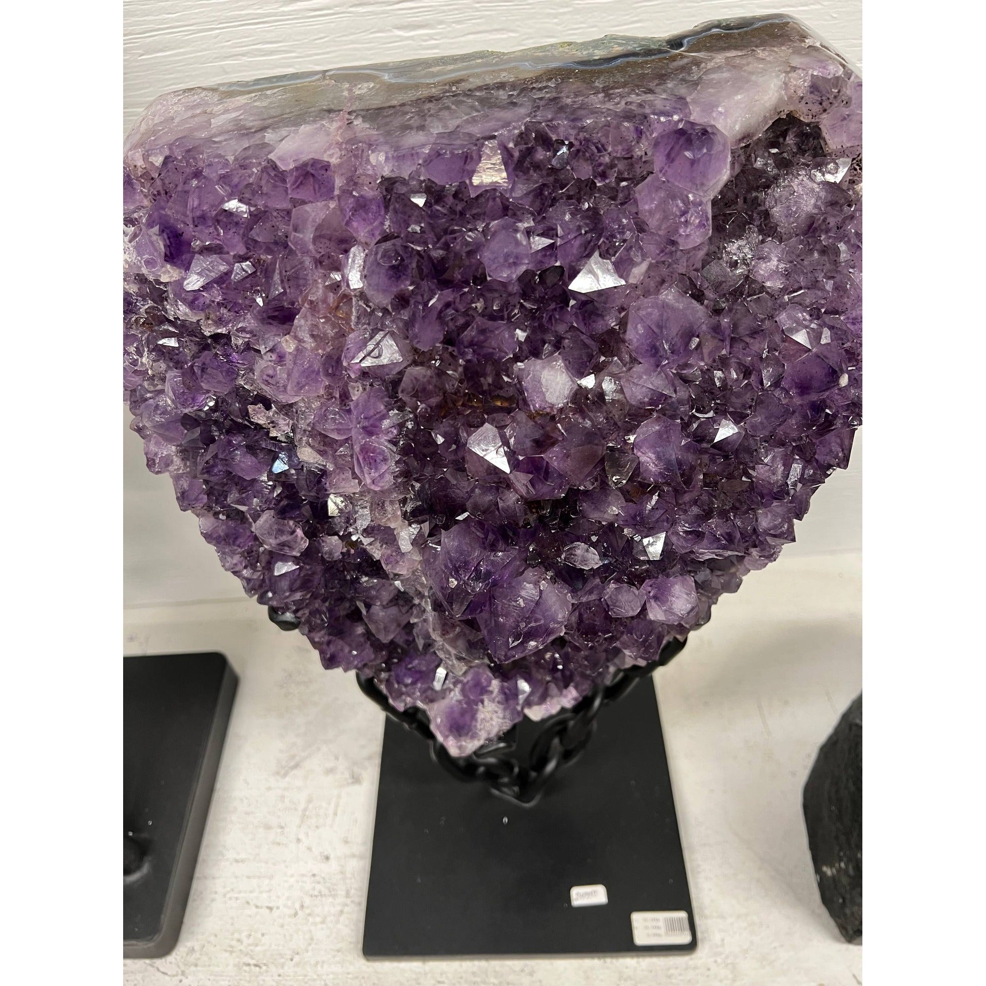 Amethyst cluster with chain stand