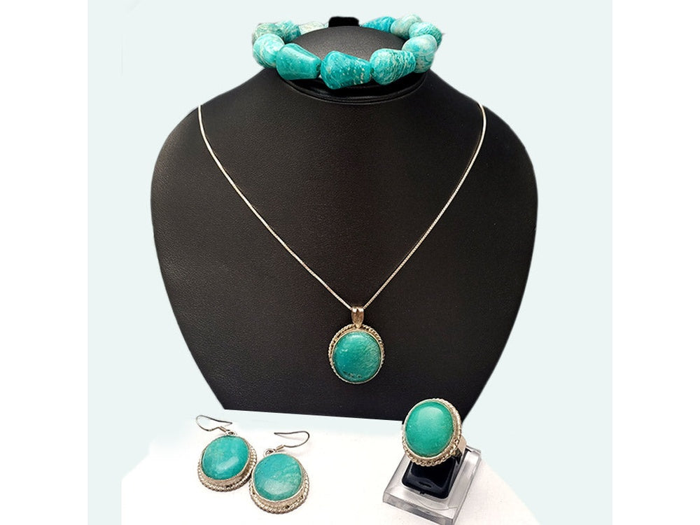 Amzonite Crystal Jewelry Necklace Set