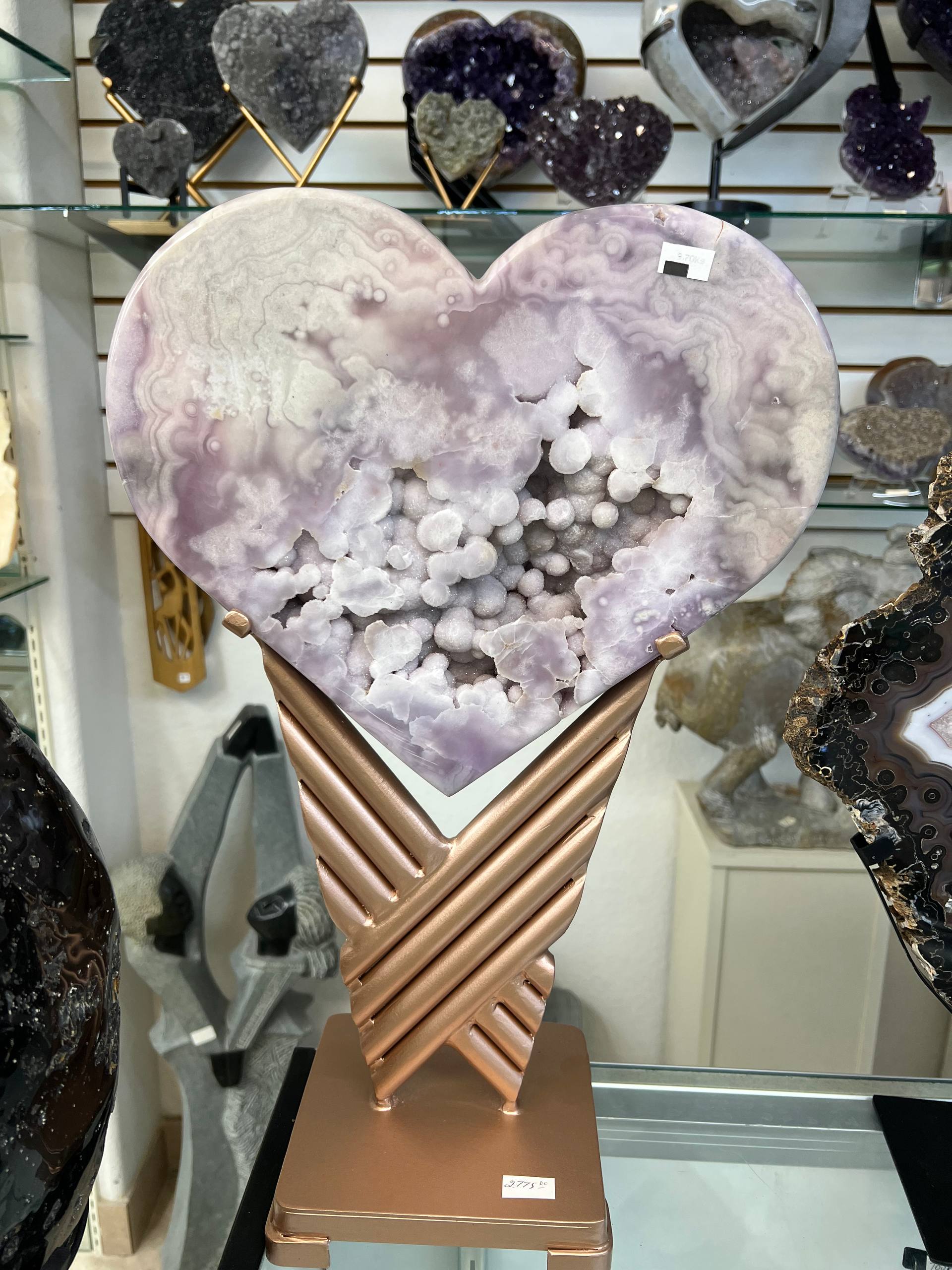 Pink amethyst hearts on stand - view 8