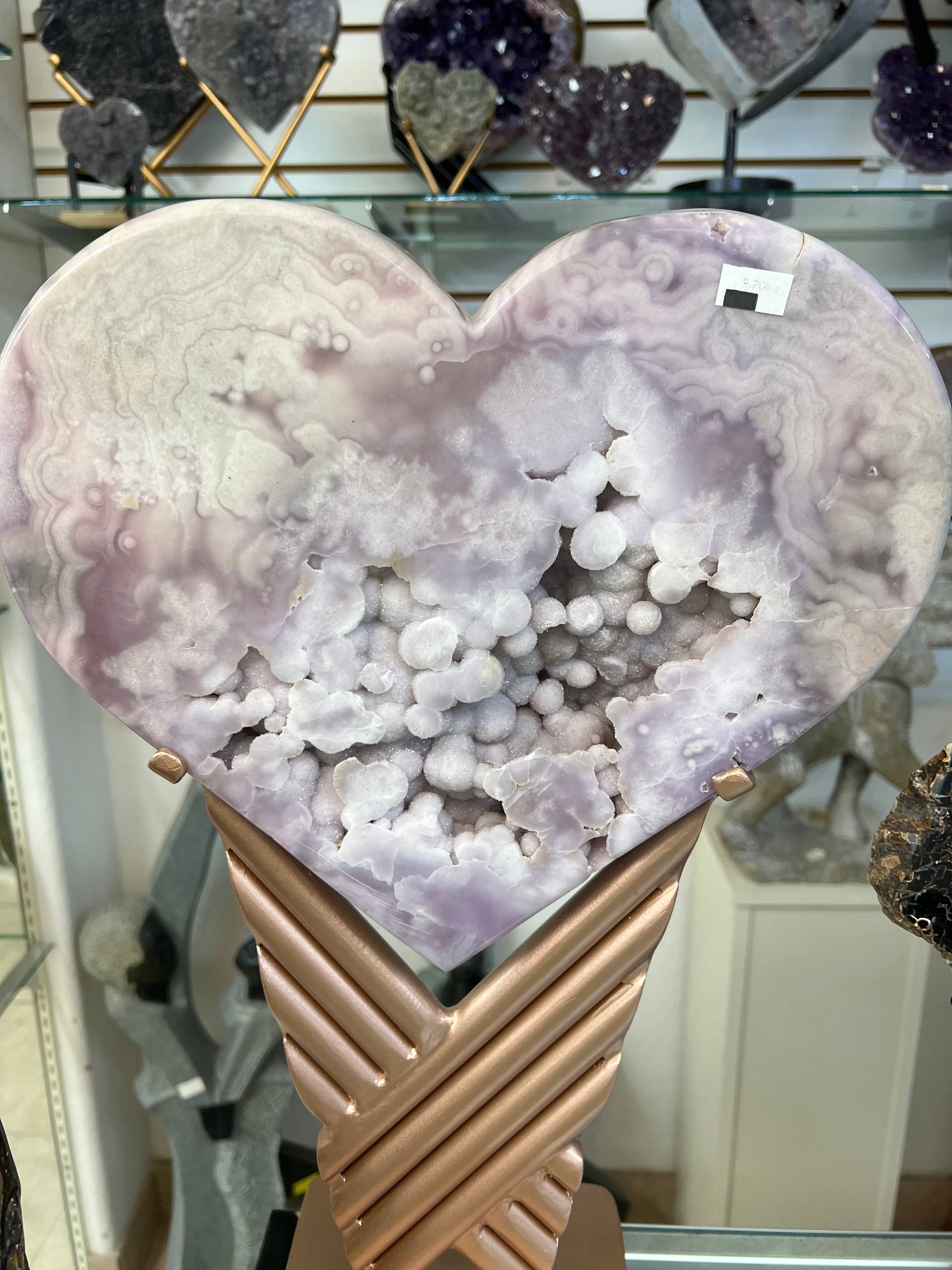 Pink amethyst hearts on stand - view 7
