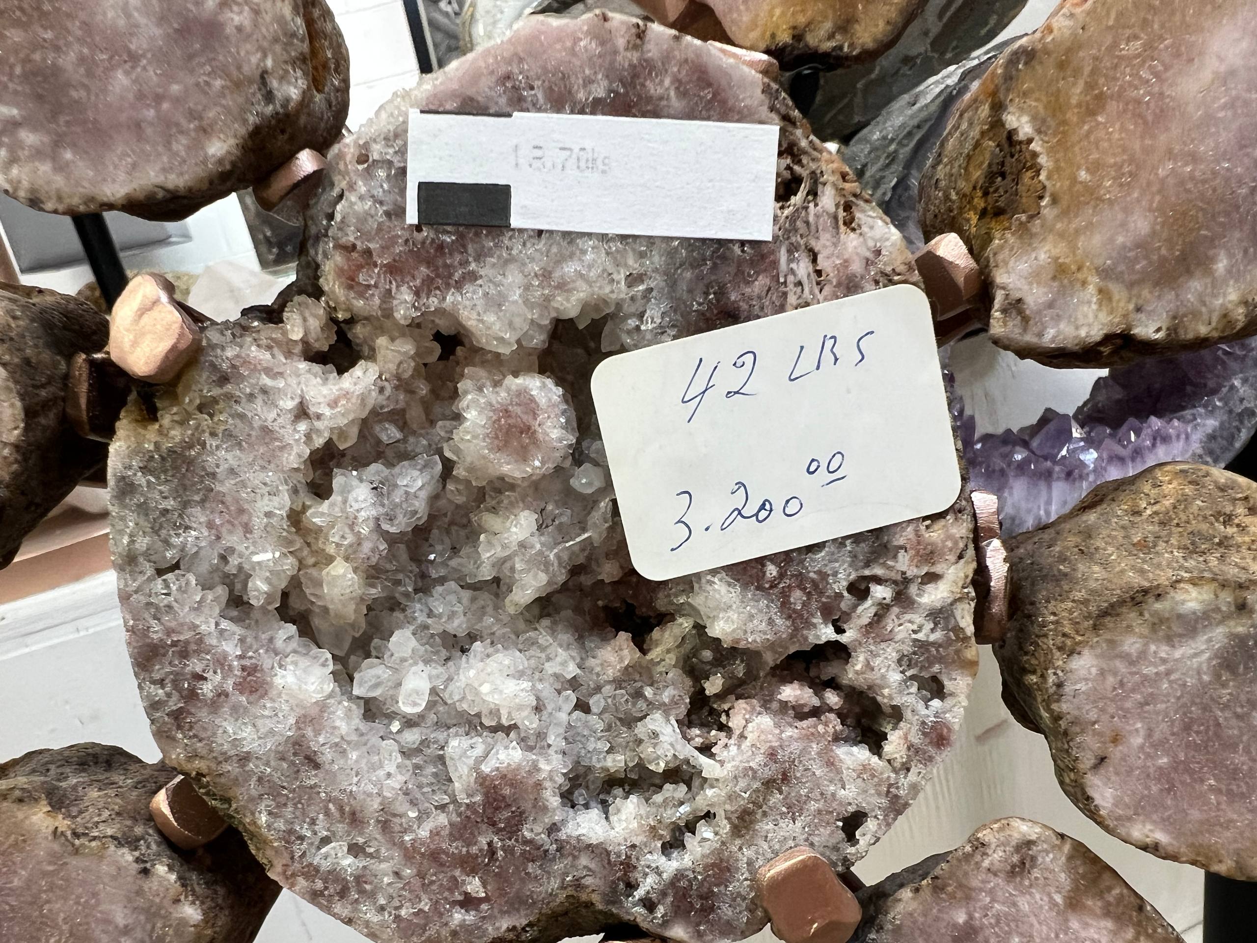 Pink amethyst on stand – view 12