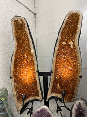 2 pairs citrine clusters on stand – view 1