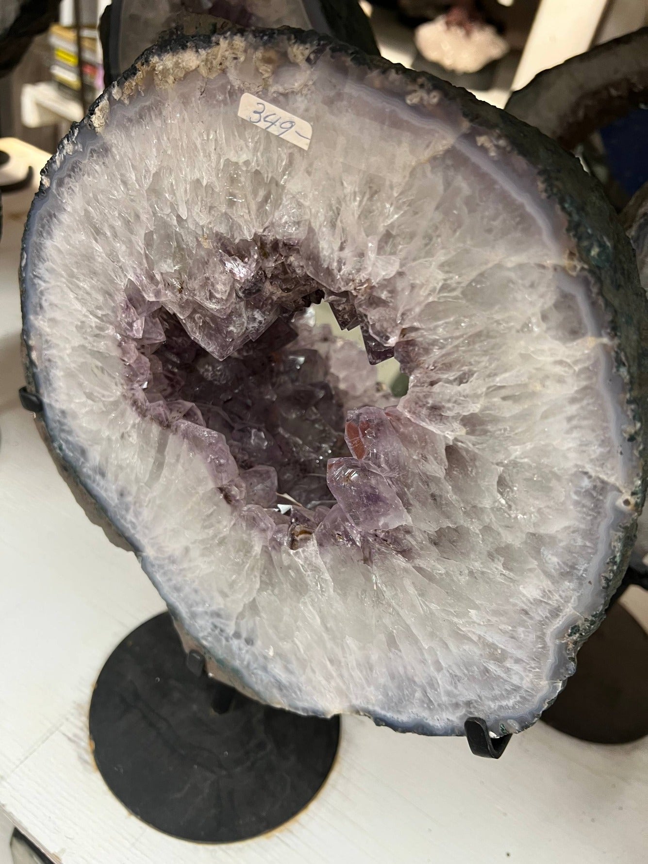 Amethyst Geode Mirror on Stand – view 1