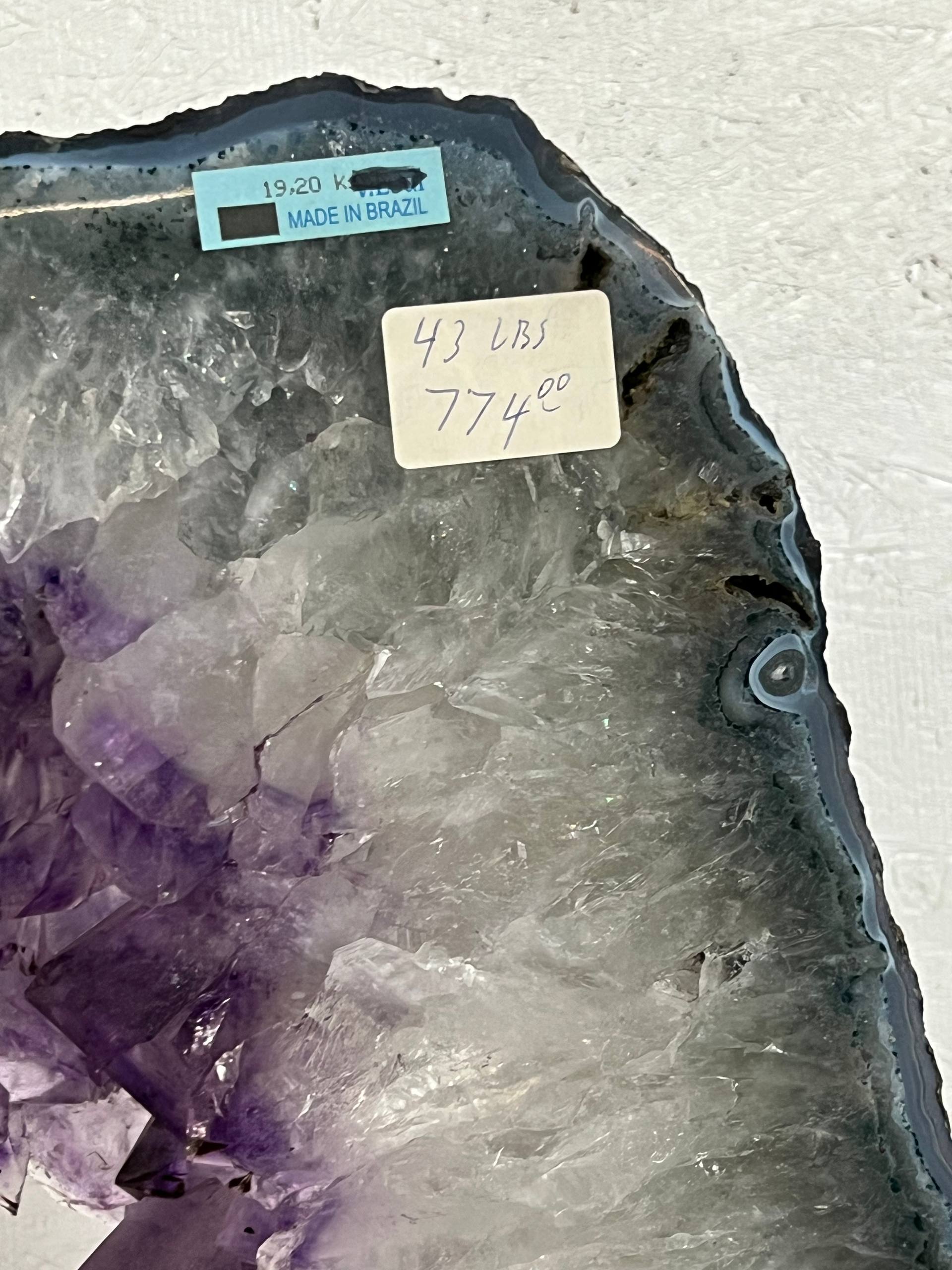 Amethyst geode cut piece on stand – view 1