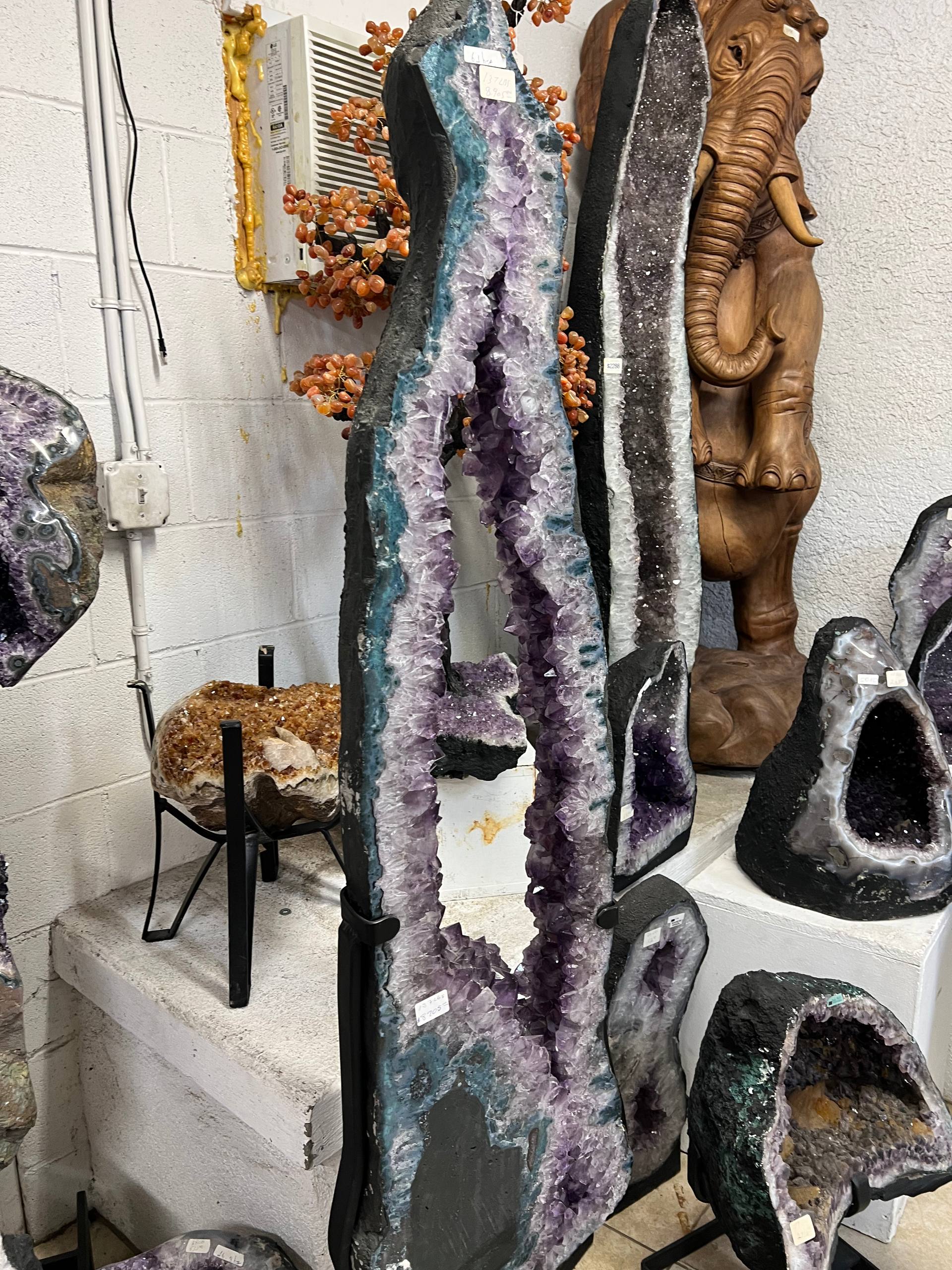 Amethyst cluster tall size beautiful decoration on stands – view 17